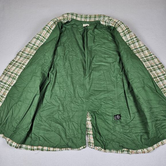 Anthropologie POL Evie Boucle Tweed Jacket S Blazer Woven Overcoat Plaid Cottage - Picture 6 of 16